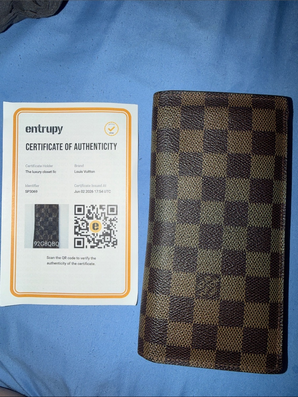 Louis Vuitton Brown Damier Ebene Check Canvas Long Card Holder